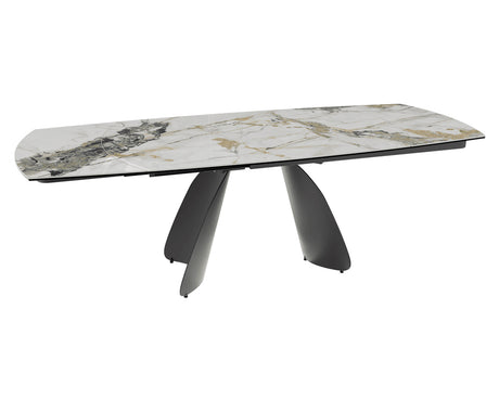 Table céramique extensible Modena – plateau ouvert 160 à 240 – marbre doro