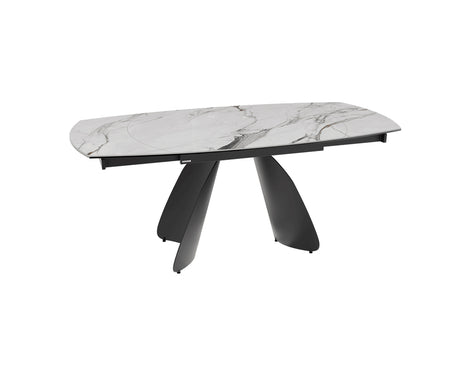 Table céramique extensible Modena – plateau ouvert 120 à 180 – marbre fiorentino