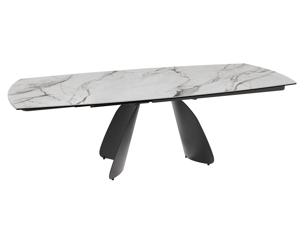 Table céramique extensible Modena – plateau ouvert 160 à 240– marbre fiorentino