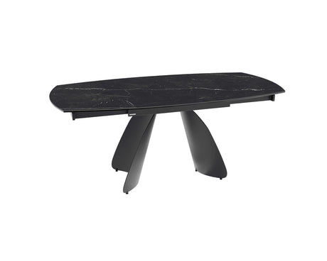 Table céramique extensible Modena – plateau ouvert 120 à 180 – marbre marquina