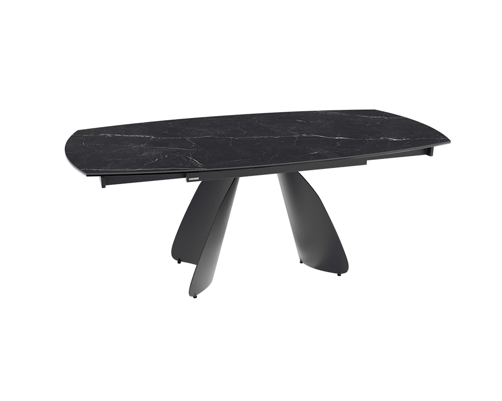Table céramique extensible Modena – plateau ouvert 130 à 190 – marbre marquina
