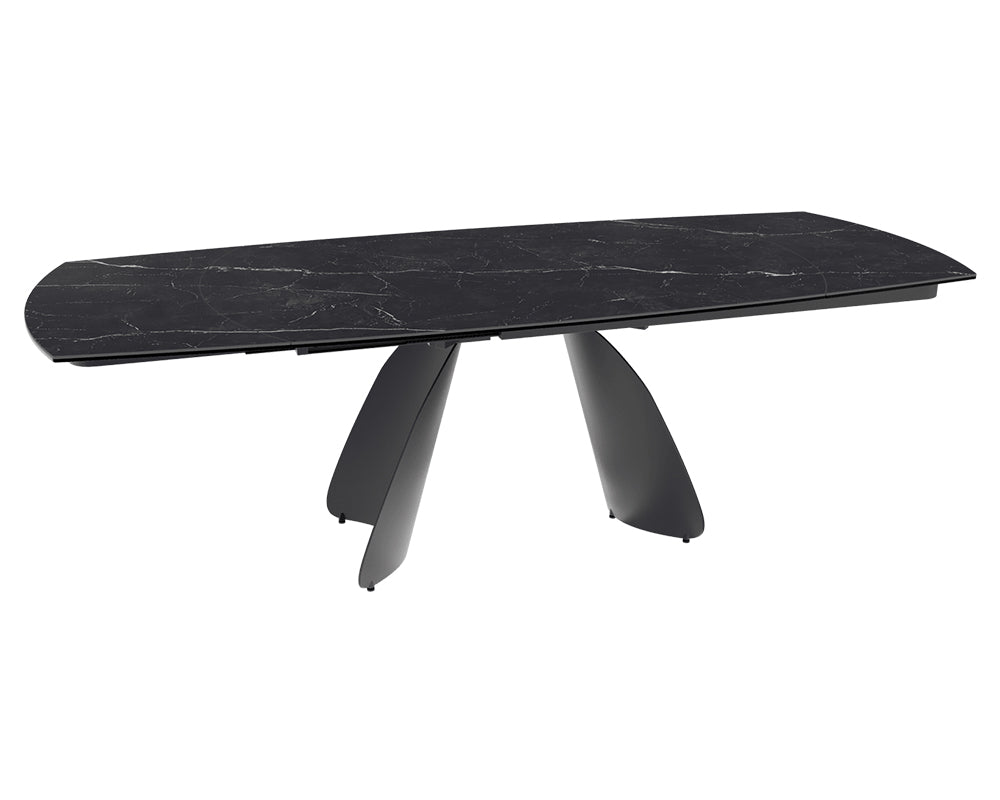 Table céramique extensible Modena – plateau ouvert 160 à 240 – marbre marquina