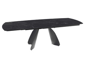Table céramique extensible Modena – plateau ouvert 160 à 240 – marbre marquina