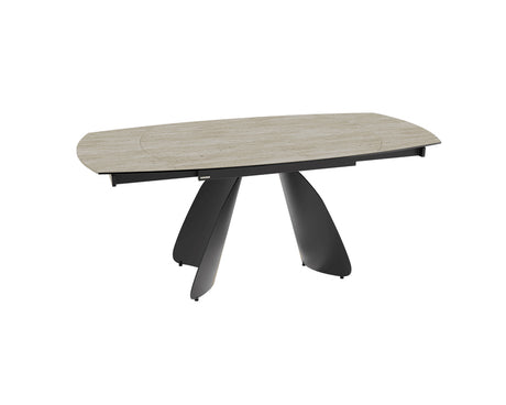 Table céramique extensible Modena – plateau ouvert 120 à 180 – travertin