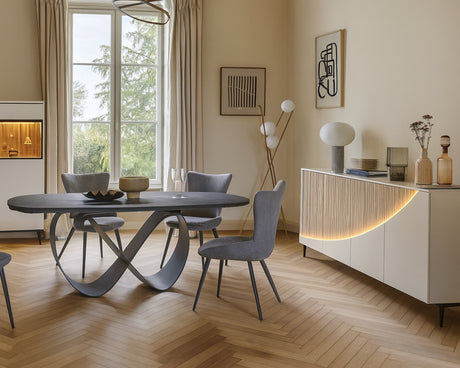 Table de repas en céramique extensible couleur Noir - Meubles celio - Souffle d'intérieur