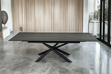 Barbara table céramique extensible – configuration ouverte 240 cm en situation, ardoise anthracite- lievens