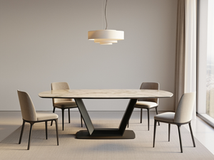 Table ovale extensible en céramique blanche - Natty