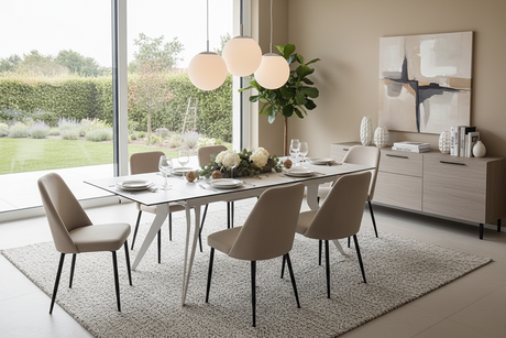 Table céramique marbre salle à manger contemporaine