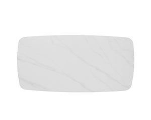 Détail des bords arrondis – table céramique blanche Nasa