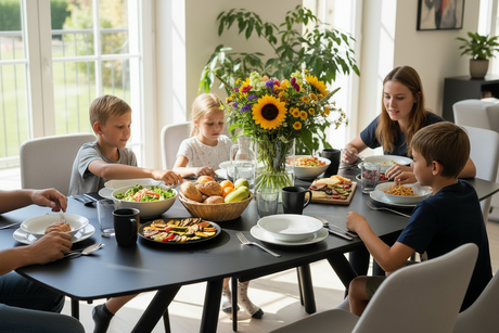 Terenceta table céramique pleine masse 13 mm – zoom piètement métal mat, 4 pieds