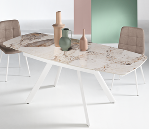 table céramique extensible blanche calacatta - Souffle d'intérieur