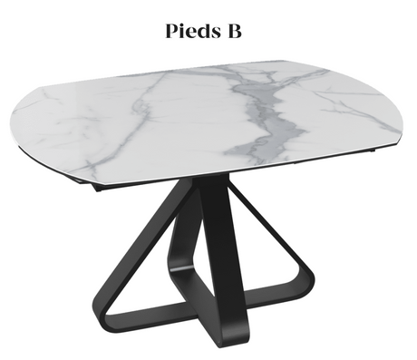Table céramique effet marbre blanc extensible - Kheops - Akante - Souffle d'intérieur