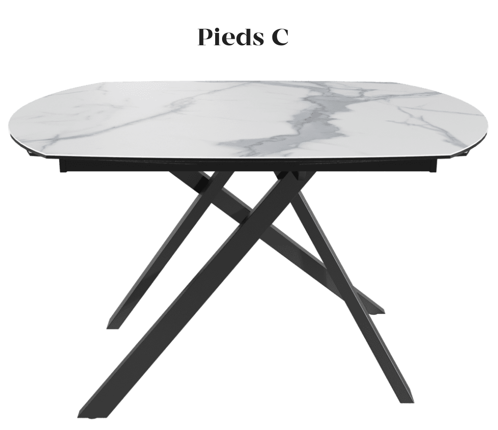 Table céramique effet marbre blanc extensible - Kheops - Akante - Souffle d'intérieur