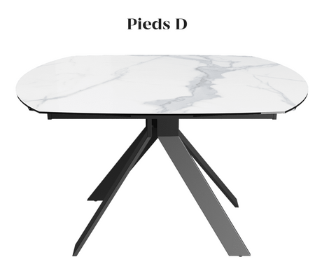 Table céramique effet marbre blanc extensible - Kheops - Akante - Souffle d'intérieur