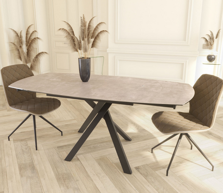 Table ceramique pierre taupe akante extensible - Souffle d'intérieur 