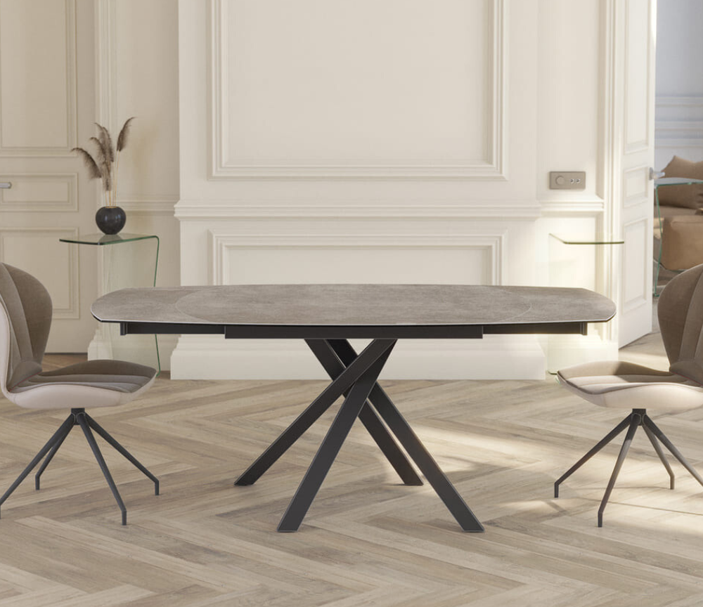 Table ceramique pierre taupe akante extensible - Souffle d'intérieur 