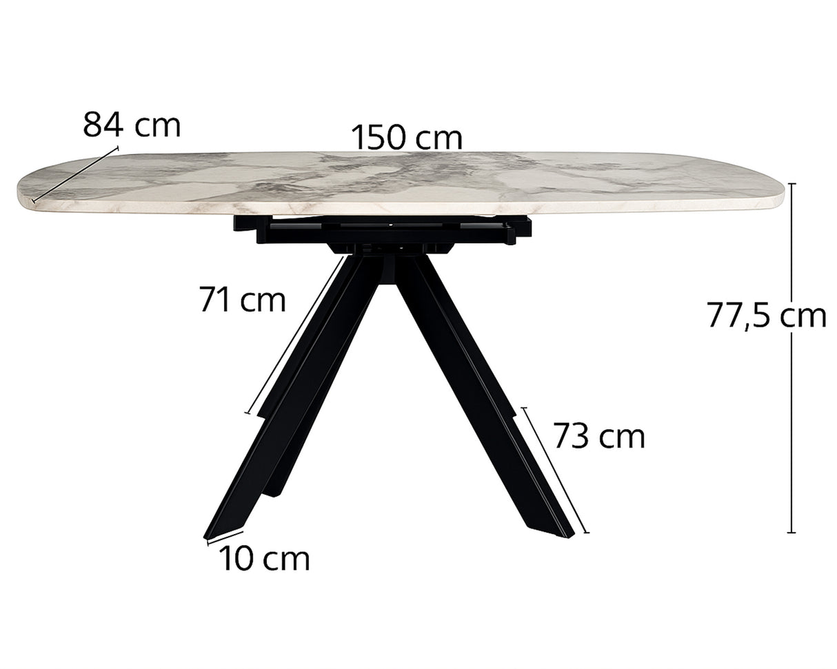 Mesure table céramique rotative marbre calcatta - pierimport - Souffle d'intérieur