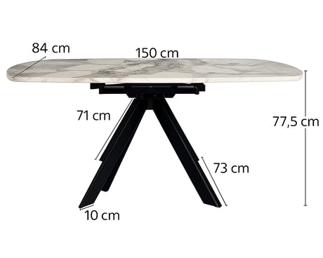 Mesure table céramique rotative marbre calcatta - pierimport - Souffle d'intérieur