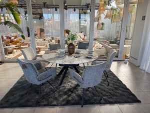 Table céramique rotative marbre calcatta - pierimport - Souffle d'intérieur