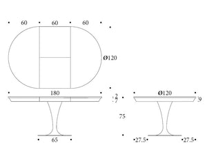 Schéma dimensions – Sunnie – Ø120/L180 cm