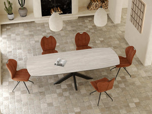 Table à manger en céramique effet travertin extensible – modèle Phoenix Akante