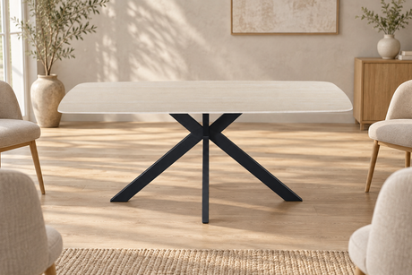 Table Nasa céramique finition travertin mat – plateau pleine masse forme ovale