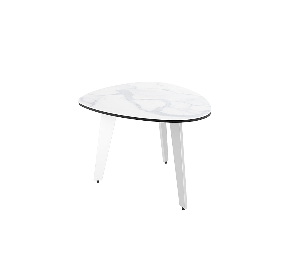 Table d'appoint extérieur couleur marbre mat pied blanc - Akante - Souffle d'Intérieur