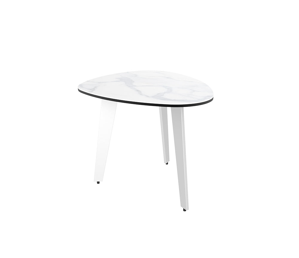 Table d'appoint extérieur couleur marbre mat pied blanc - Akante - Souffle d'Intérieur