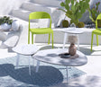 Table d'appoint extérieur couleur marbre mat pied blanc - Akante - Souffle d'Intérieur