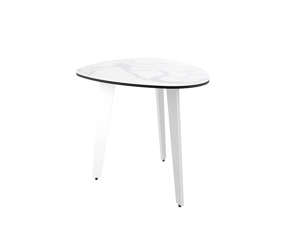 Table d'appoint extérieur couleur marbre mat pied blanc - Akante - Souffle d'Intérieur