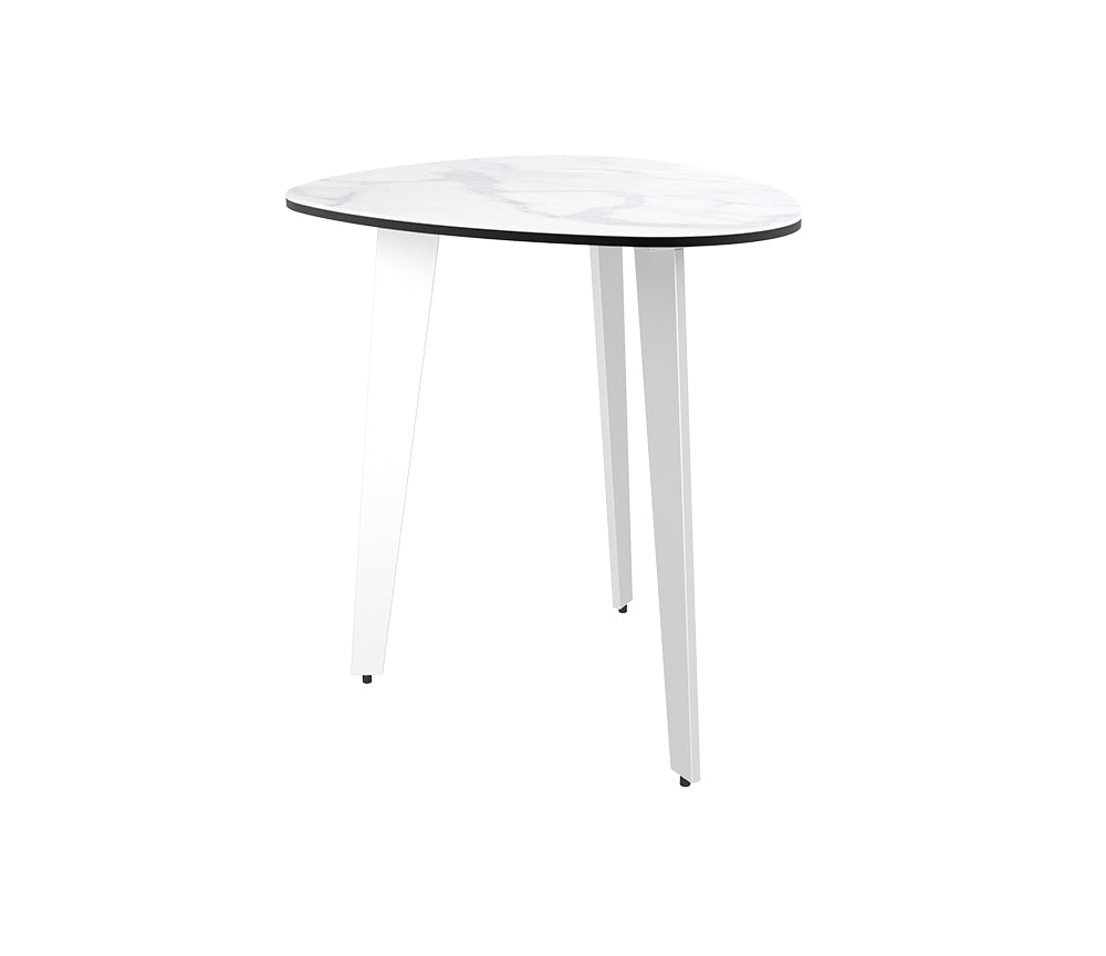Table d'appoint extérieur couleur marbre mat pied blanc - Akante - Souffle d'Intérieur