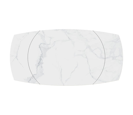 Table céramique effet marbre blanc extensible - Kheops - Akante - Souffle d'intérieur