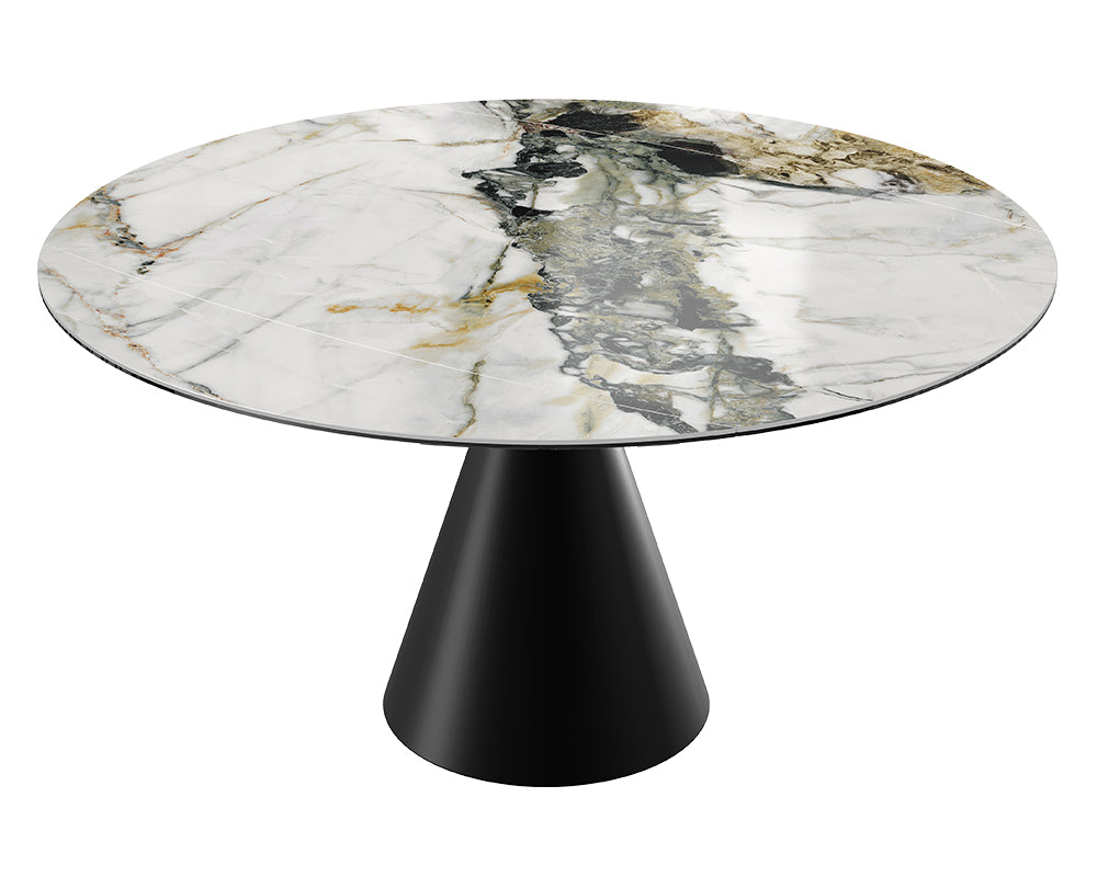 Table Icone – marbre doro – vue 3/4