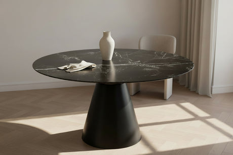 Table Icone – marbre marquina – vue 3/4