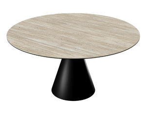 Table Icone – travertin – vue 3/4