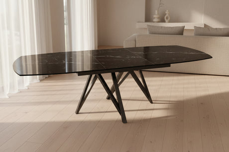 Table ceramique extensible Sedona – marbre marquina  – akante