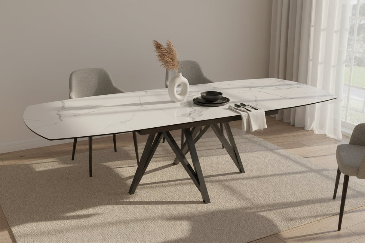 Table Sedona – marbre mat – vue ¾