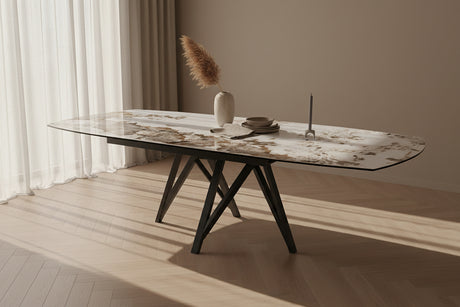 Table Sedona – marbre calcatta – vue ¾
