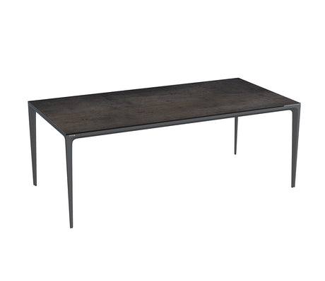 Table de repas extérieur couleur acier pied anthracite - Akante - Souffle d'intérieur