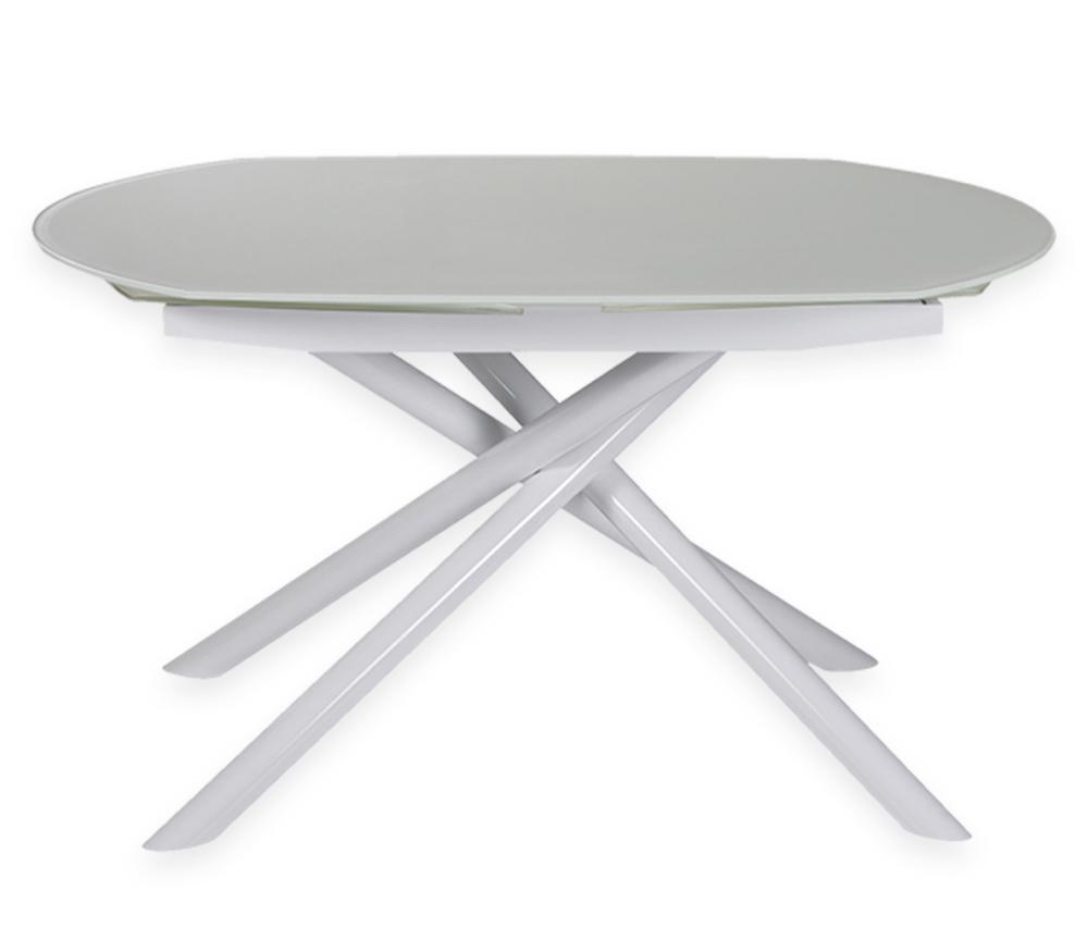table en verre extensible blanc pieds métal - Souffle d'intérieur