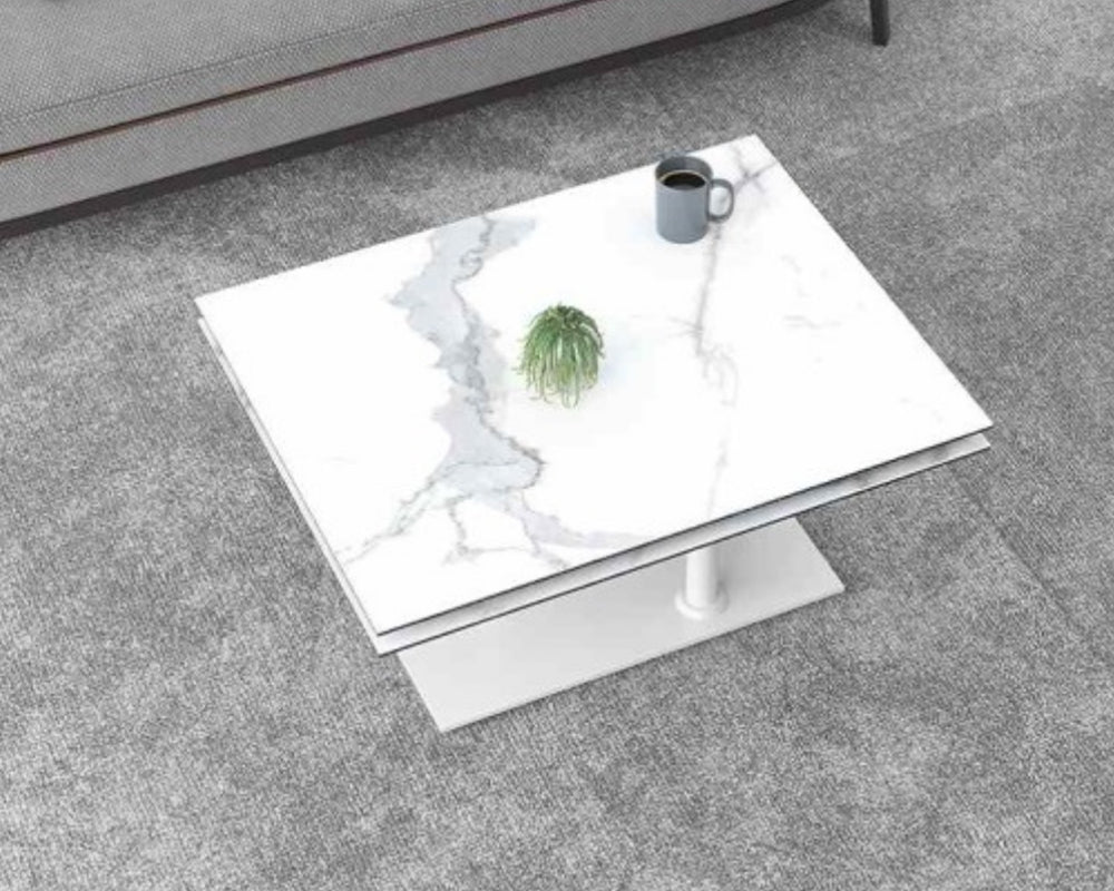 Table basse céramique marbre blanc moderne - Souffle d'intérieur