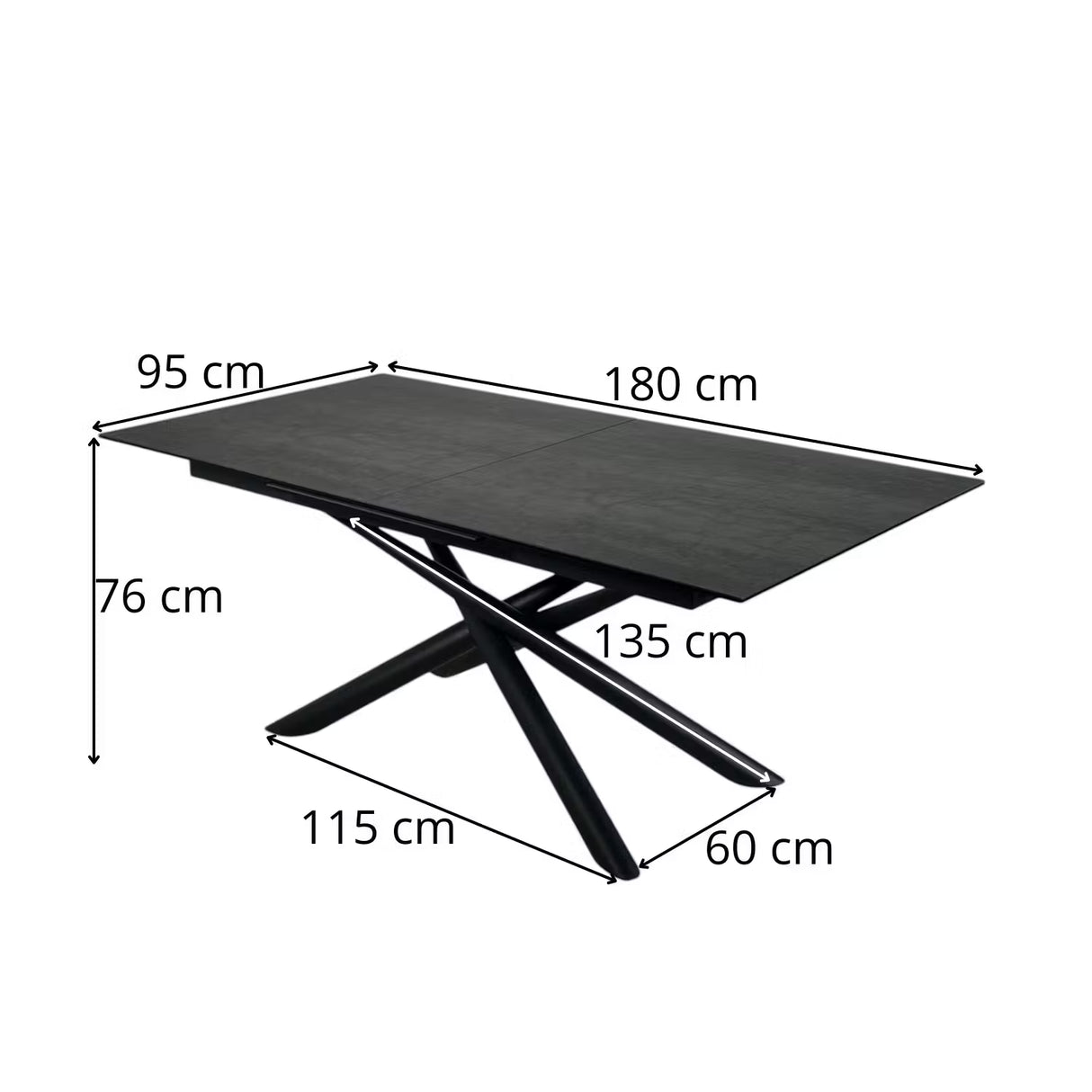 Extendable ceramic table 180x95cm - Barbara