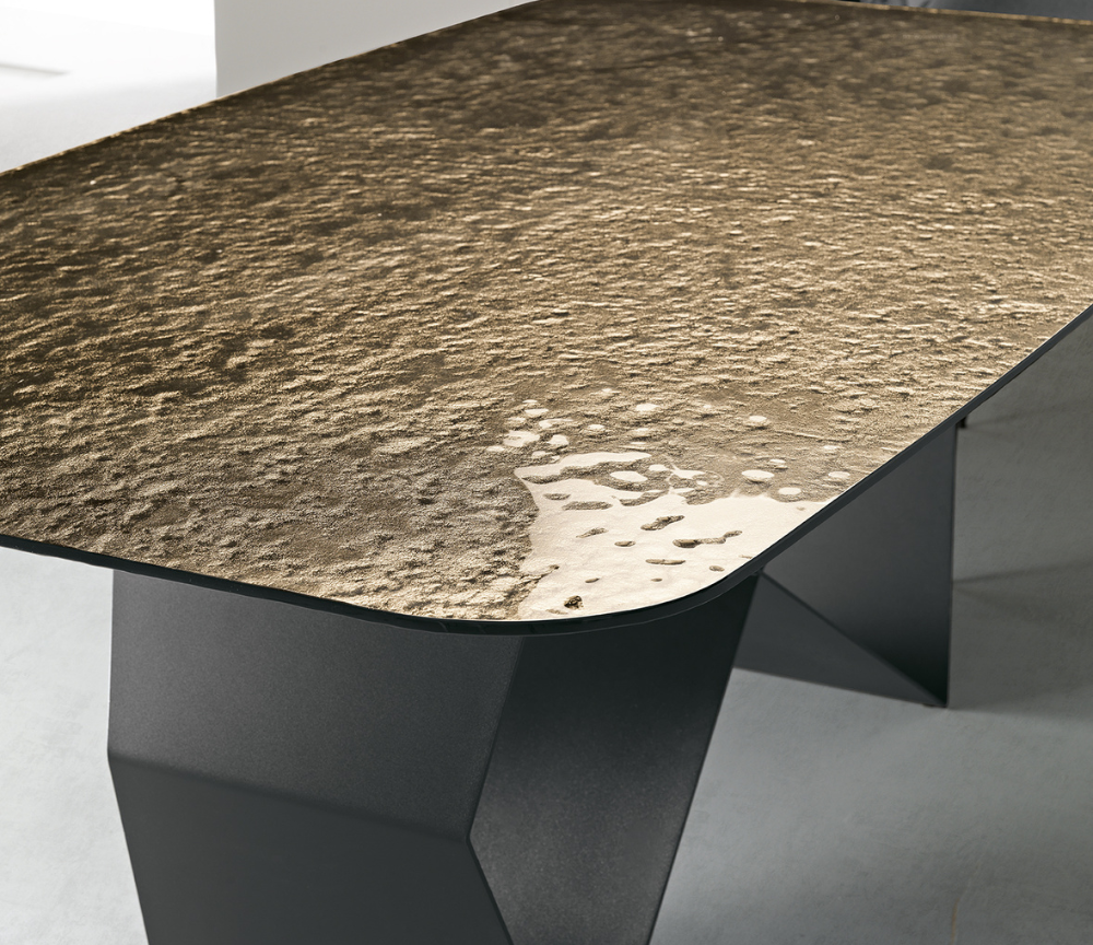 Table à manger en verre doré 210x110cm - Karly