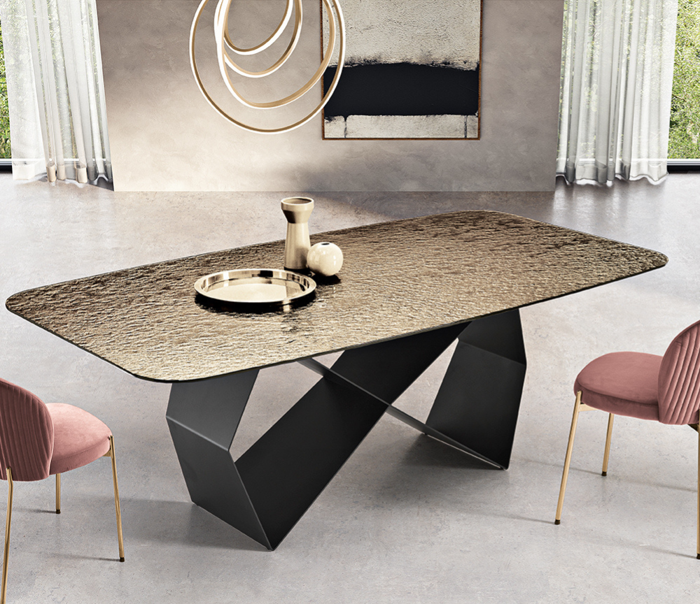 Table à manger en verre doré 210x110cm - Karly