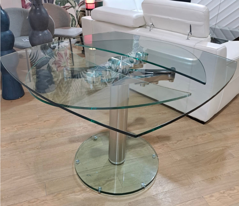 Table de salle à manger en verre transparente extensible - Souffle d'intérieur