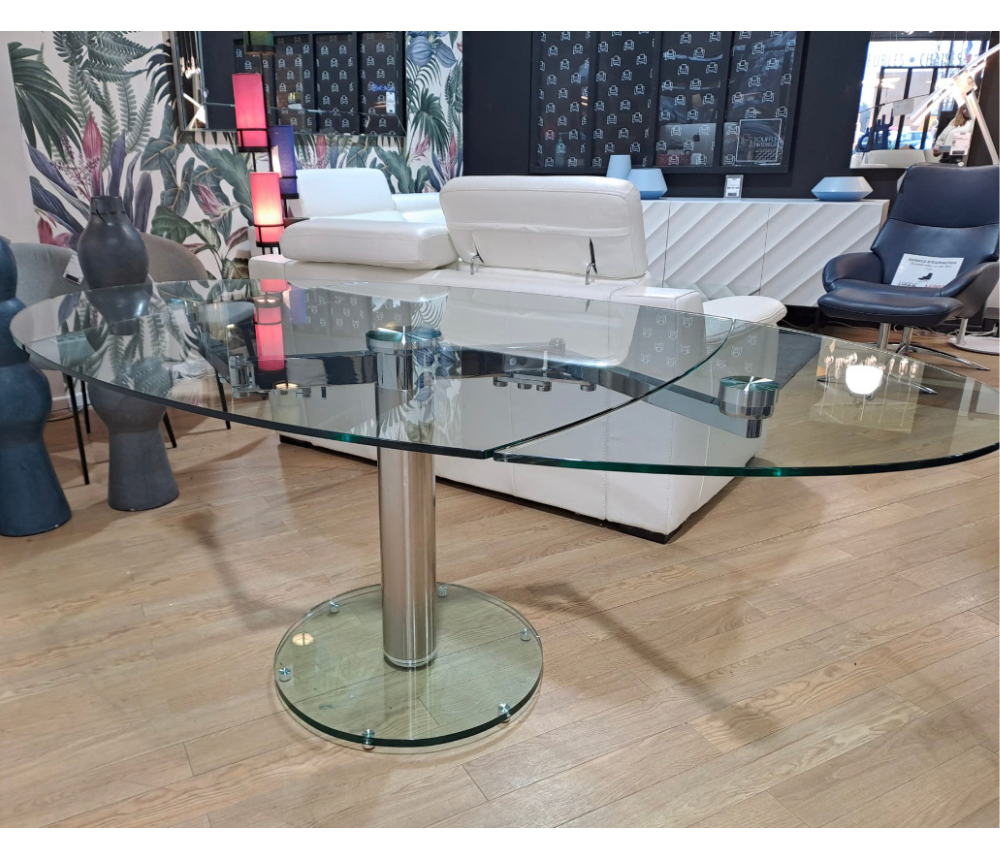 Table en verre extensible design de salle à manger L110 cm - Emilia