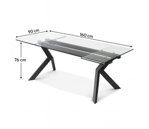Table en verre extensible pieds métal - William