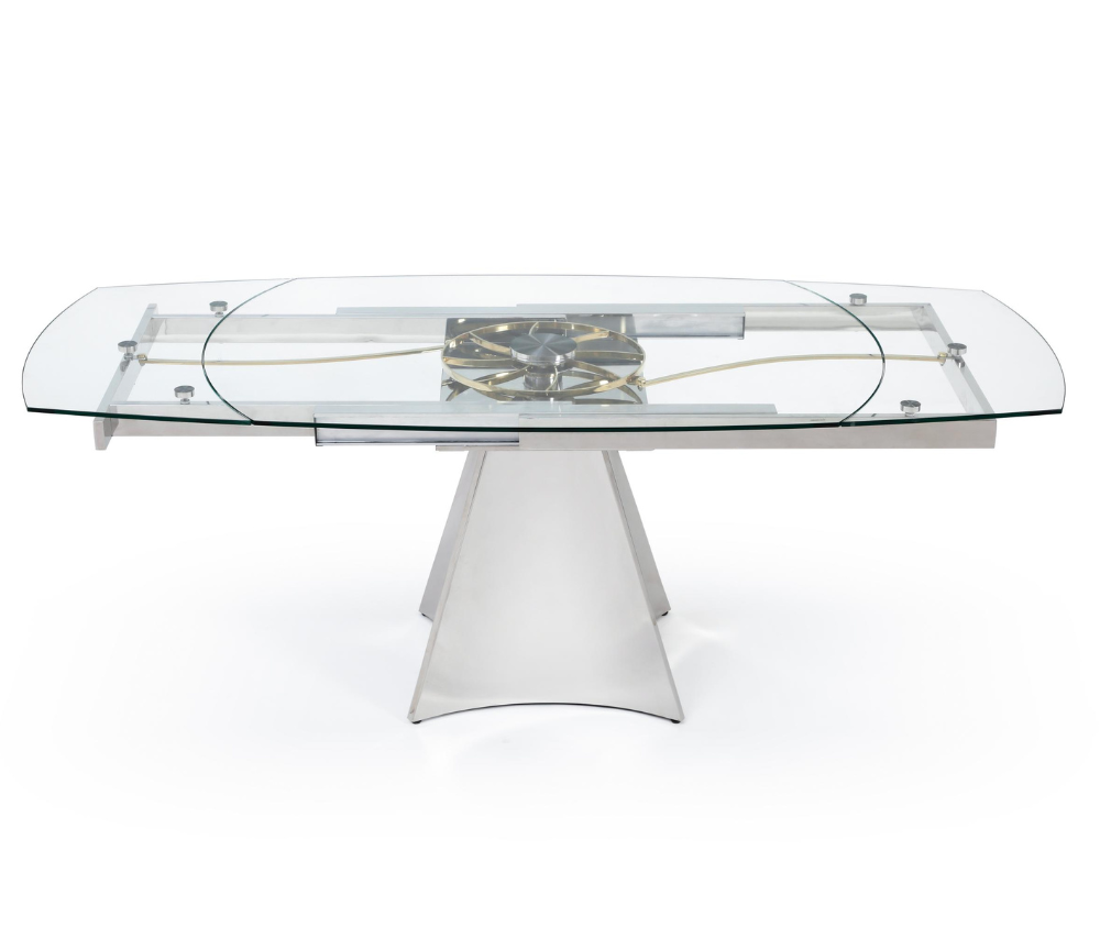 Table à manger en verre trempé extensible design italien L137cm (205cm ouverte)- Clock