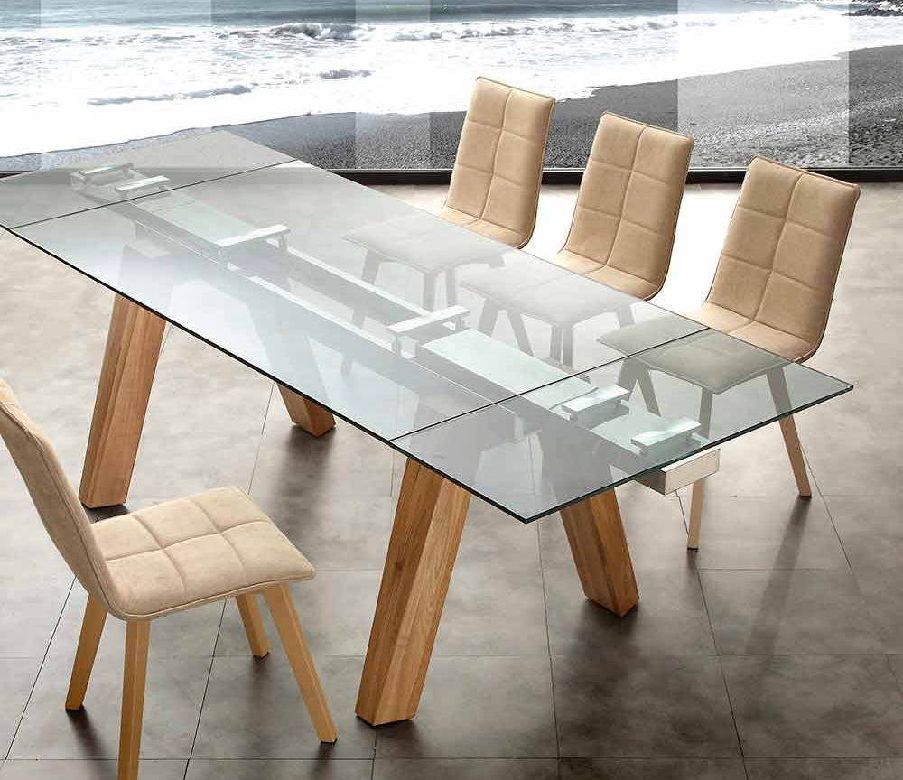 Table en verre extensible de salle à manger et de cuisine - SOUFFLE D’INTÉRIEUR