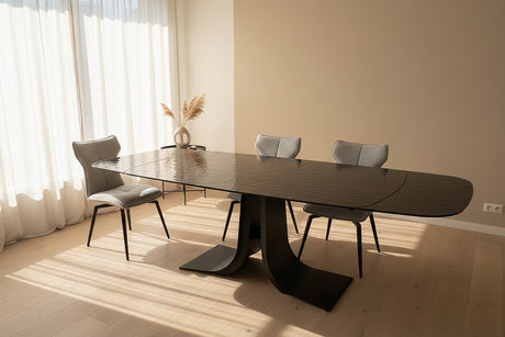Table en verre noir extensible ouverte - Souffle d'intérieur - lievens